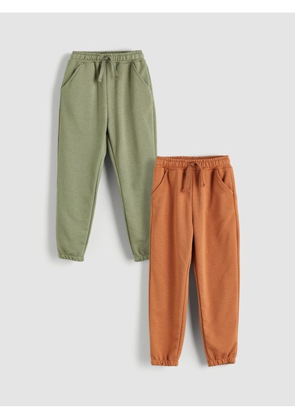 Yeni Sezon Beli Lastikli Erkek Çocuk Jogger Eşofman Altı 2'li