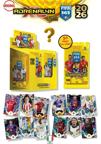 Panini Adrenalyn Fifa 365 - 2026 Official Trading Card Futbolcu Kartları - 50 Paket (300 Kart)