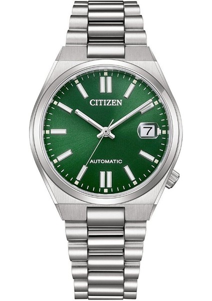 NJ0200-50X Erkek Kol Saati | 37 mm Paslanmaz Çelik Kasa, Yeşil Kadran, Otomatik Mekanizma