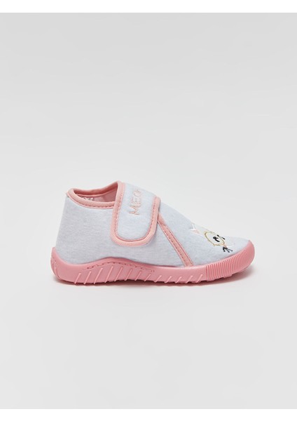 Yeni Sezon Kedi Nakışlı Cırt Cırtlı Kız Bebek Panduf modelleri