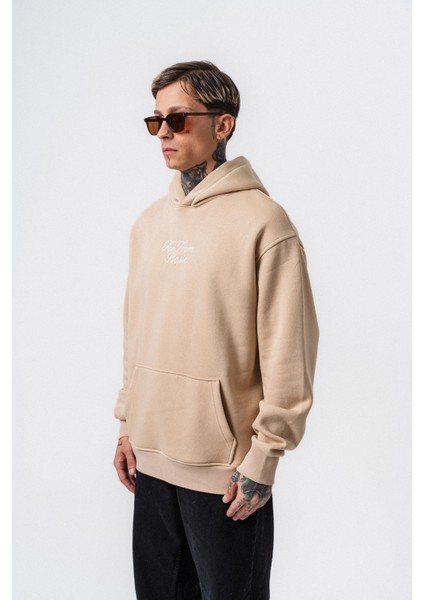 Erkek Far From Basic Nakışlı Kapüşonlu Oversize Hoodie Bej fiyatları