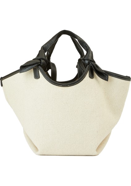 Ekru Siyah Kadın Plaj Çantası
