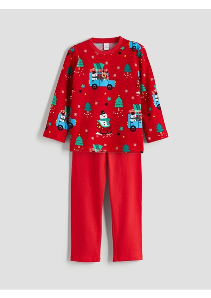 Yeni Sezon Bisiklet Yaka Uzun Kollu Erkek Bebek Pijama Takımı