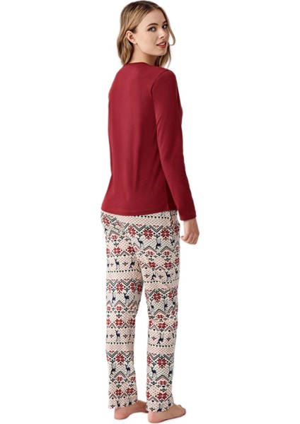 Kadın Kırmızı Uzun Kollu Pijama Takımı 3452-S modelleri