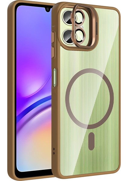 Galaxy A06 Kılıf Standlı ve Kamera Lens Hediyeli M-Safe Şarj Özellikli N7TH Etro Kapak - Desert Tita