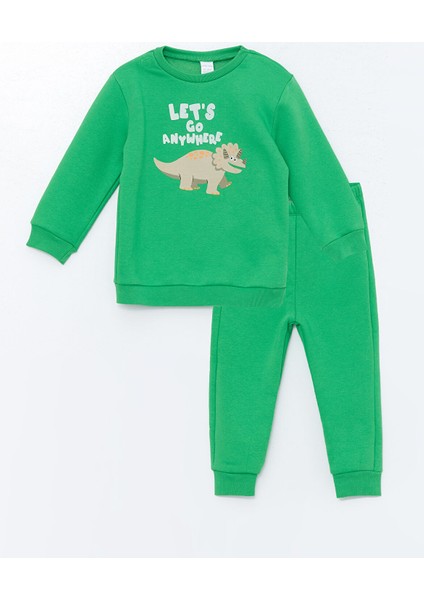 Yeni Sezon Bisiklet Yaka Uzun Kollu Basic Erkek Bebek Sweatshirt ve Eşofman Alt 2'li modelleri