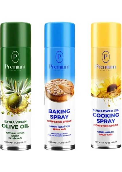 Sprey Yağ Serisi, Zeytinyağı, Ayçiçek Yağı ve Hamur Işleri Sprey Yağ, 3 x 250 ml fiyatları