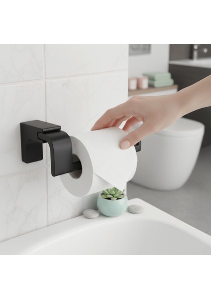 Siyah Lüx Kapaksız Wc Kağıt Aparatı Vidalı Paslanmaz Metal Duvar Tuvalet Kağıtlık Banyo Aksesuarı modelleri