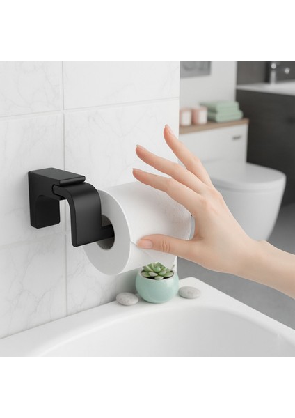 Siyah Lüx Kapaksız Wc Kağıt Aparatı Vidalı Paslanmaz Metal Duvar Tuvalet Kağıtlık Banyo Aksesuarı indirimleri