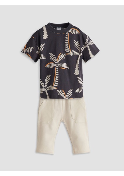 Yeni Sezon Baskılı Erkek Bebek Gömlek ve Pantolon 2'li