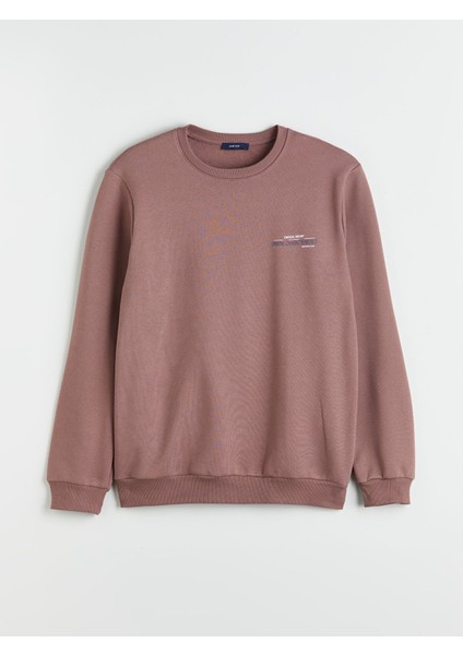 Yeni Sezon Bisiklet Yaka Baskılı Erkek Sweatshirt