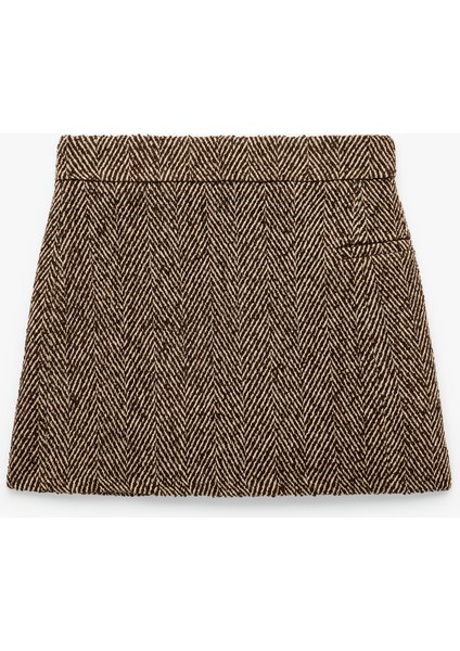 x Melis Ağazat - A Kesim Slim Fit Cepli Mini Kışlık Etek