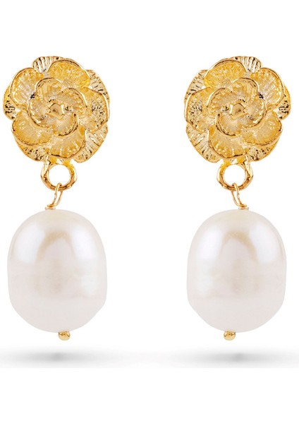 Fleur Gold Kadın Inci Küpe
