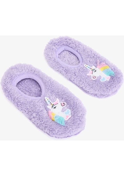 Lila Kız Çocuk Unicorn Desenli Kaymaz Tabanlı Ev Patiği fiyatları