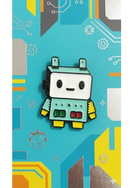 Sevimli Robot Rozet Teknoloji Kawaii Hediye Kadın Broş Pin Çanta Süsü