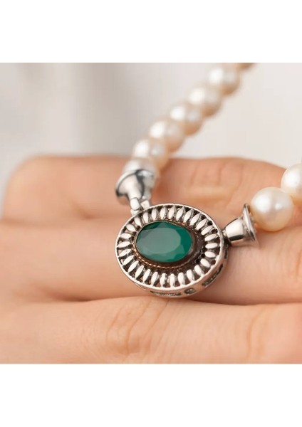 Kadın Yeşim Taşlı Inci Kolye fiyatları