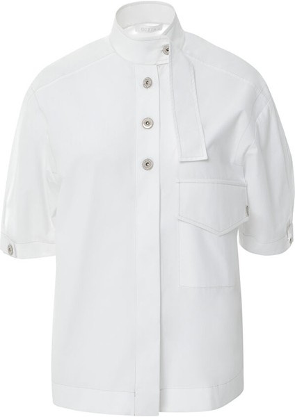 Düğmeli Yaka Detaylı Beyaz Gömlek modelleri