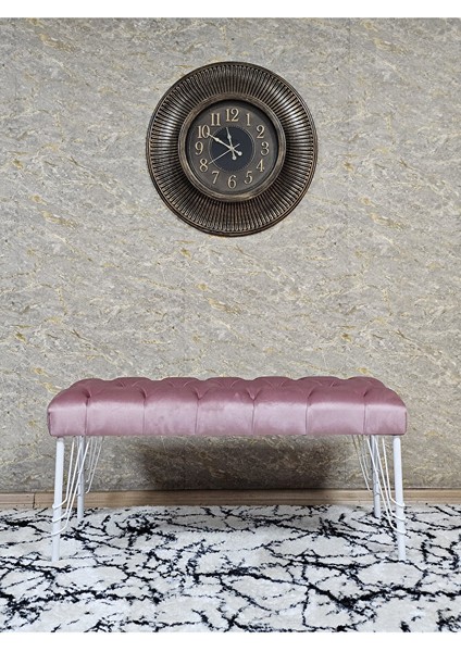 Beyaz Boyalı Tel Ayaklı 90 cm Puf Bench - Puf - Bench - Kasalı Oturak - Oturak - Yatak Ucu Puf Pembe Renk 90 x 41 Boyut/ebat modelleri