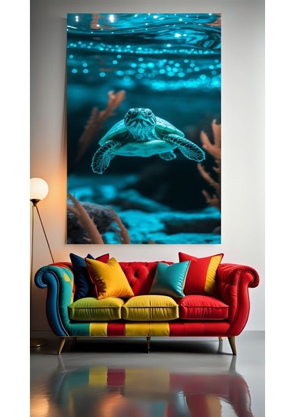 Su Kaplumbağası 1 Ev Duvar Salon Güzellik Salonu Ofis Dükkan Dekarasyon Kanvas Tablo