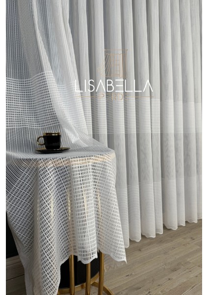 Modernia Beyaz Tül (1x3 Pile Dikişli) Şehrin Şıklığının Geometrik Yansıması modelleri