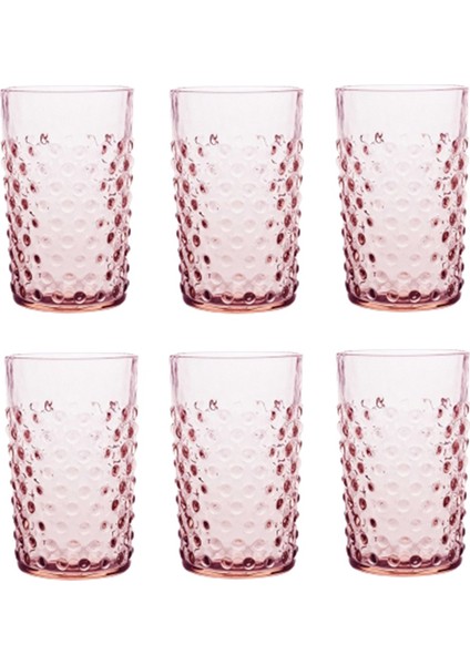 Pembe 6'lı Kristal Su ve Meşrubat Bardağı