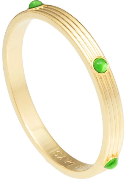 Ribbed Cabochon Emerald Yeşil Altın Rengi Kadın Bilezik fiyatları