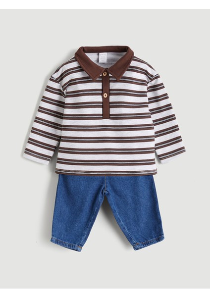 Yeni Sezon Polo Yaka Erkek Bebek Tişört ve Jean Pantolon
