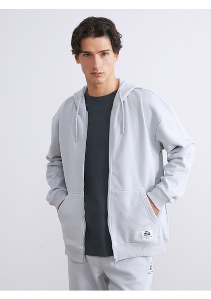 Yeni Sezon Kapüşonlu Uzun Kollu Erkek Fermuarlı Sweatshirt