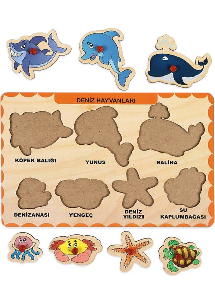 Ahşap Tutmalı Eğitici Yapboz Deniz Hayvanları fiyatları