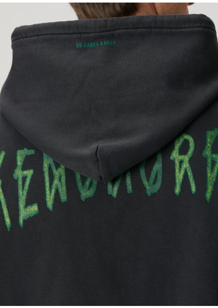 Siyah Kapüşonlu Kolsuz Sweatshirt