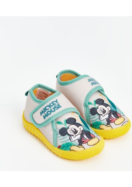 Yeni Sezon Mickey Mouse Baskılı Cırt Cırtlı Erkek Bebek Panduf