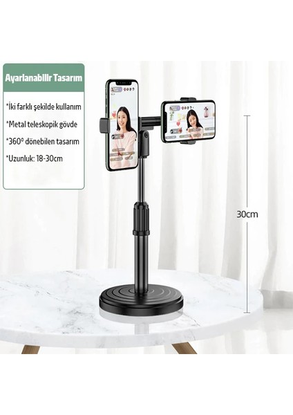 Ally Masaüstü Youtube Tiktok Canlı Yayın Çift Telefon Tutucu STAND-(1903) fiyatları