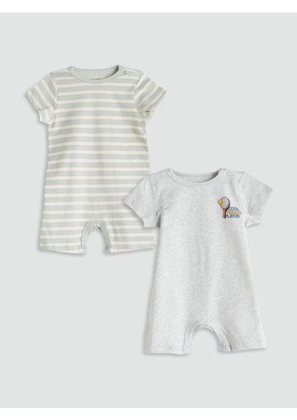 Yeni Sezon Bisiklet Yaka Erkek Bebek Penye Tulum 2'li