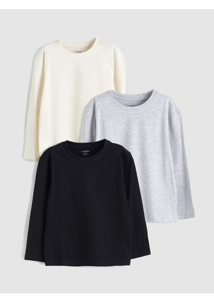 Yeni Sezon Bisiklet Yaka Erkek Çocuk Tişört 3'lü