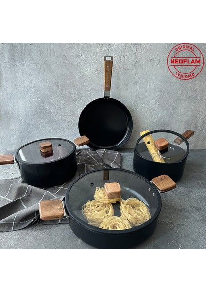 Bien Black 7 Parça Akasya Ağacı Sap ve Kulplu Indüksiyonlu Tencere ve Tava Seti fiyatları