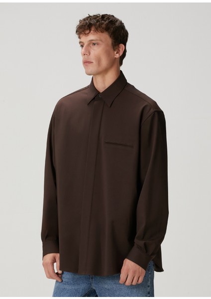 Kahverengi Oversized Gömlek modelleri