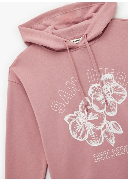 Kapüşonlu Çiçek Baskılı Oversize Sweatshirt modelleri