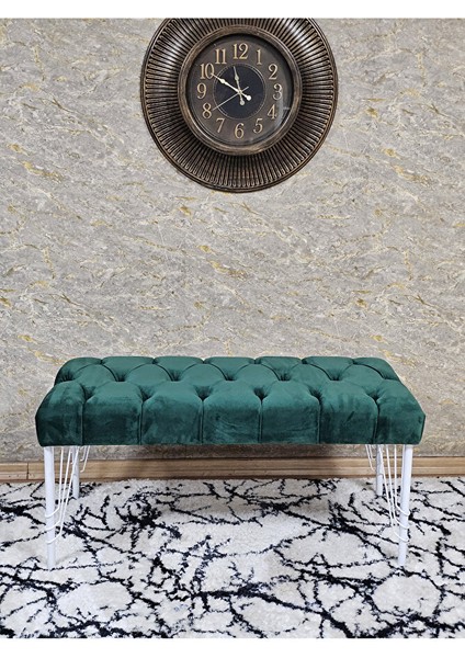Beyaz Boyalı Tel Ayaklı 90 cm Puf Bench - Puf - Bench - Kasalı Oturak - Oturak - Yatak Ucu Puf Yeşil Renk 90 x 41 Boyut/ebat fiyatları