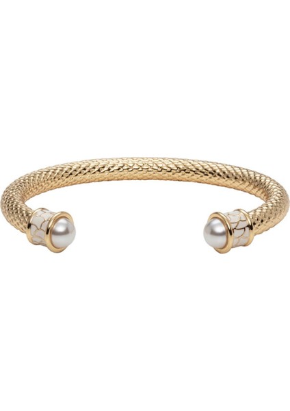 Salamander Pearl Gold Torque Bangle Bracelet Bileklik