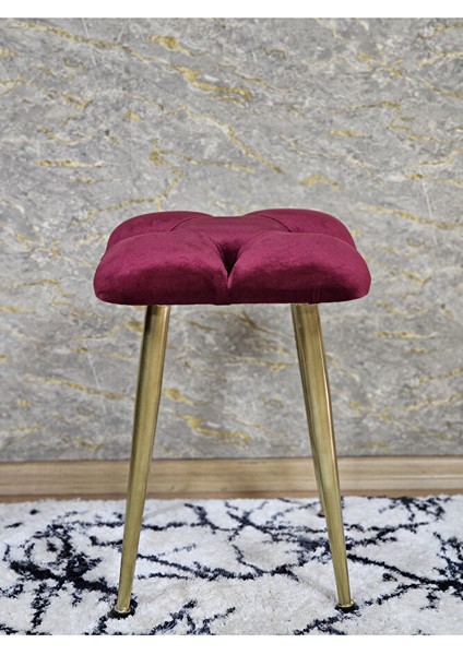 Kare Gold Kaplama Konik Ayaklı Tabure - Oturak - Bar Taburesi - Ayaklı Tabure Bordo Renk 33 x 48 Boyut/ebat fiyatları