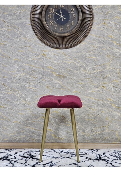 Kare Gold Kaplama Konik Ayaklı Tabure - Oturak - Bar Taburesi - Ayaklı Tabure Bordo Renk 33 x 48 Boyut/ebat modelleri