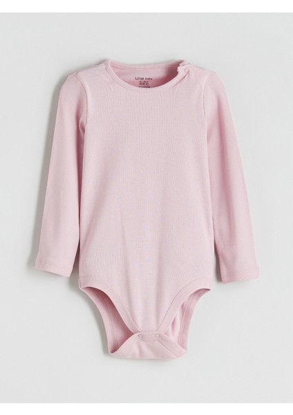 Yeni Sezon Bisiklet Yaka Uzun Kollu Kız Bebek Çıtçıtlı Body