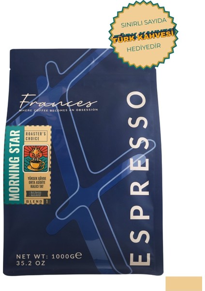 %100 Arabica Morning Star Espresso | Çekirdek Kahve | 1000 gr