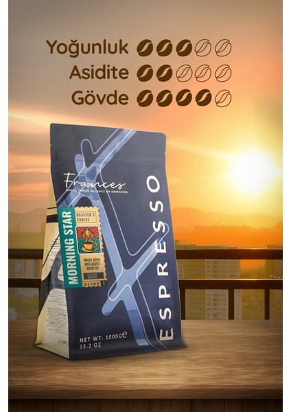 %100 Arabica Morning Star Espresso | Çekirdek Kahve | 1000 gr fırsatları