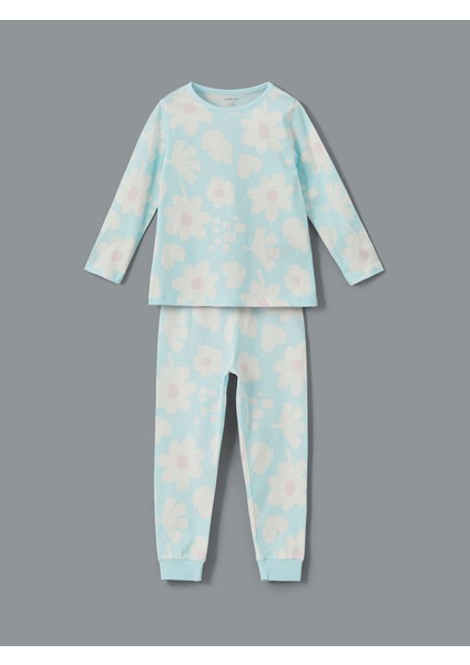 Yeni Sezon Bisiklet Yaka Çiçekli Kız Bebek Pijama Takım 2'li fırsatları