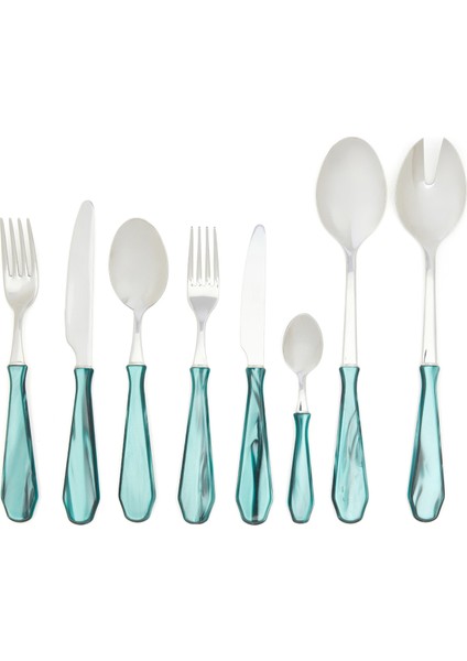 Venezia Yeşil Çelik 74 Parça Çatal Bıçak Kaşık Seti