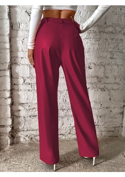 Kadın Önden Fermuarlı Cepli Geniş Kesim Lame Deri Pantolon fırsatları