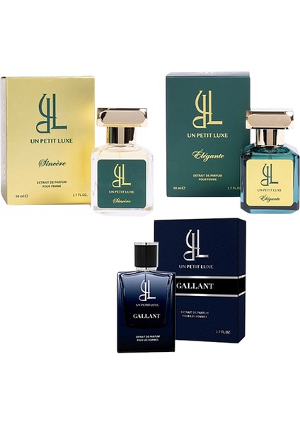 Sincere & Gallant & Elegante Exclusive Edp 50 ml Kadın & Erkek 3'lü Parfüm Seti