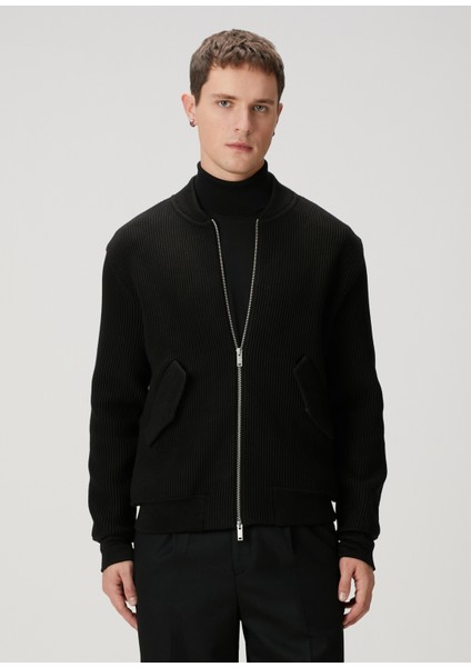 Siyah Triko Bomber Mont