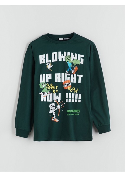 Yeni Sezon Bisiklet Yaka Minecraft Baskılı Erkek Çocuk Tişört